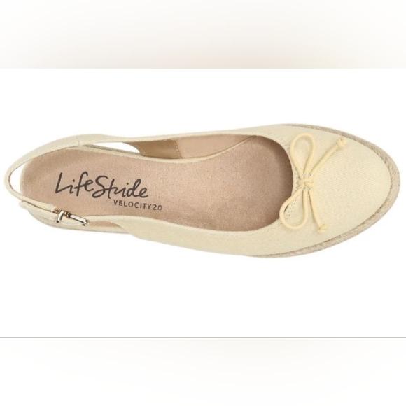 LIFESTRIDE KEEPSAKE WOMENS CANVAS WEDGES ESPADRILLE HEELS (Butter) - Picture 2 of 8